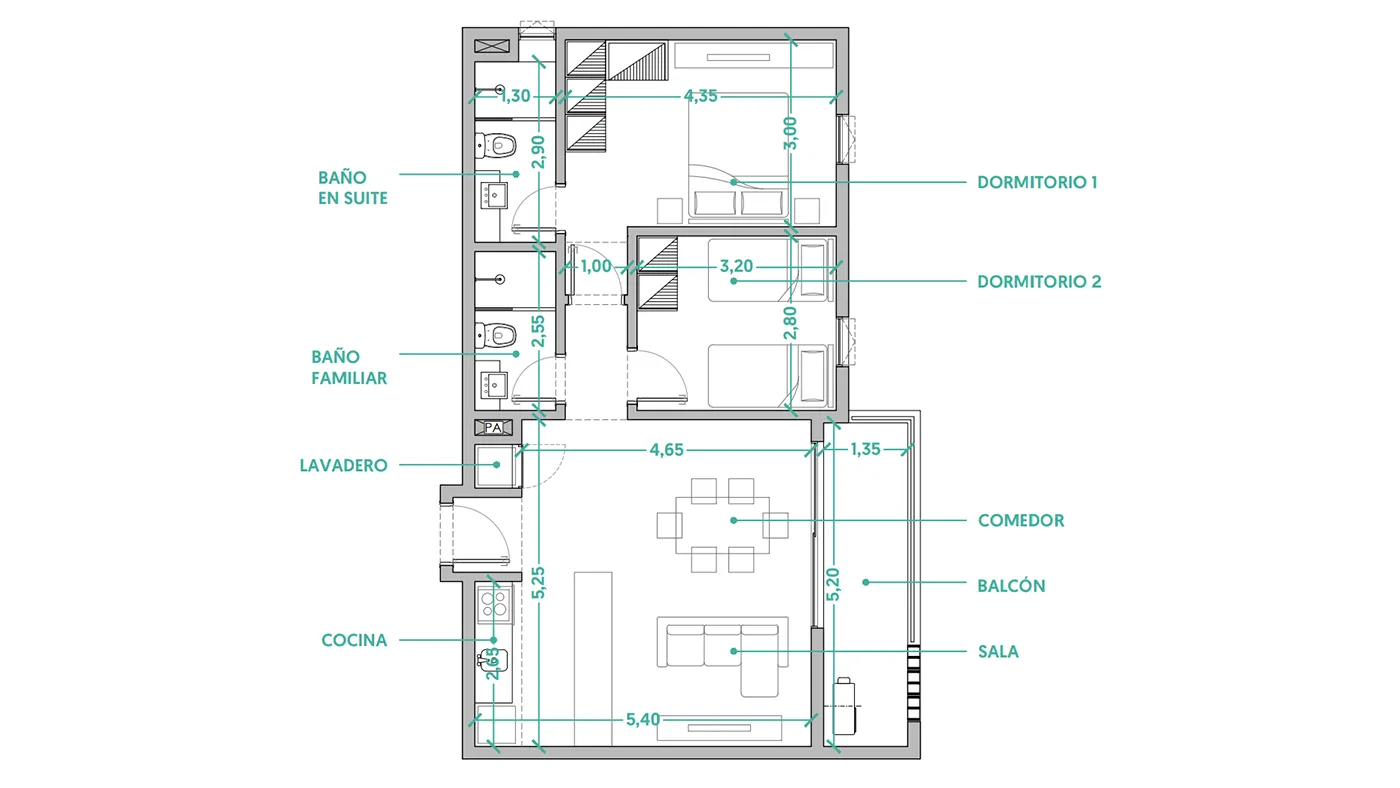 Plano departamento tipo B — Alemania Sajonia