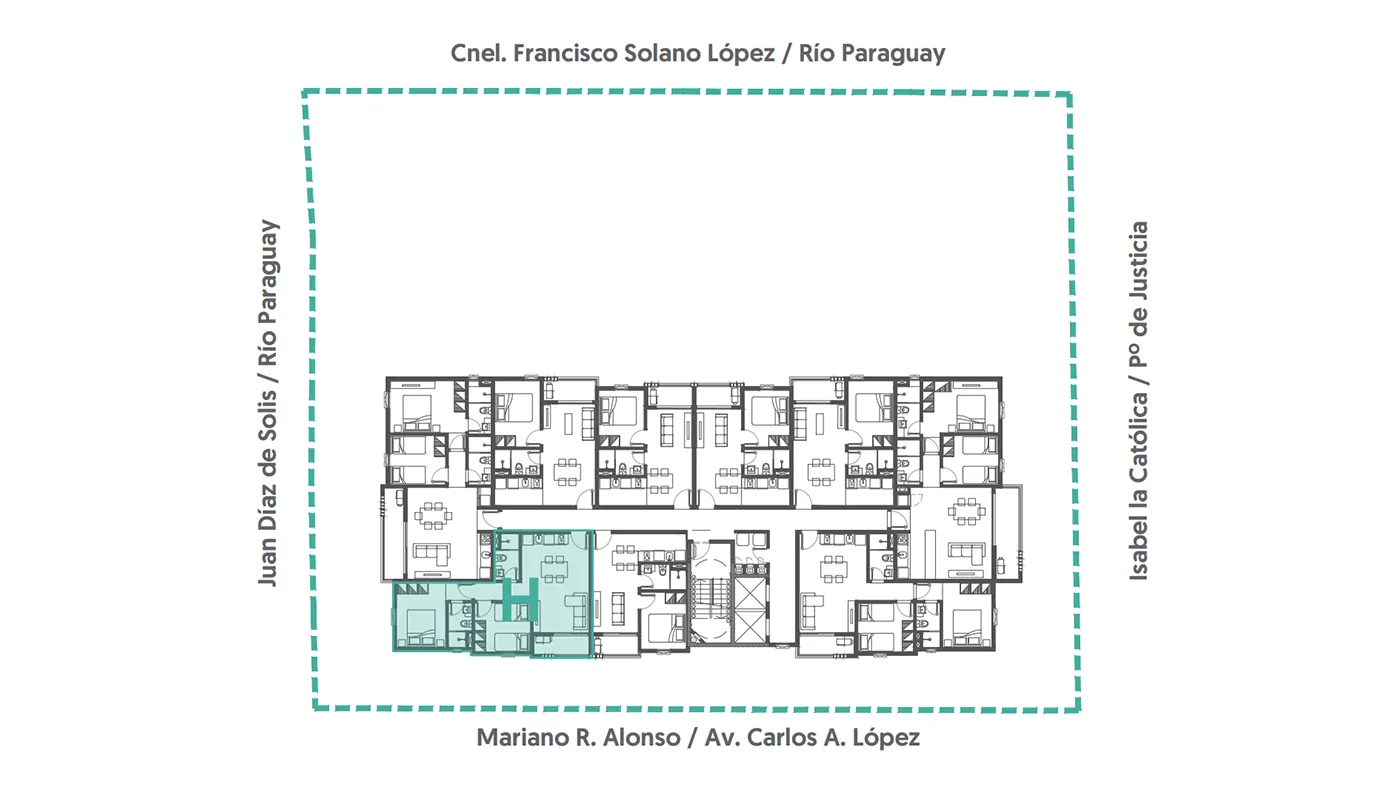 Ubicación en planta departamento tipo H — Alemania Sajonia