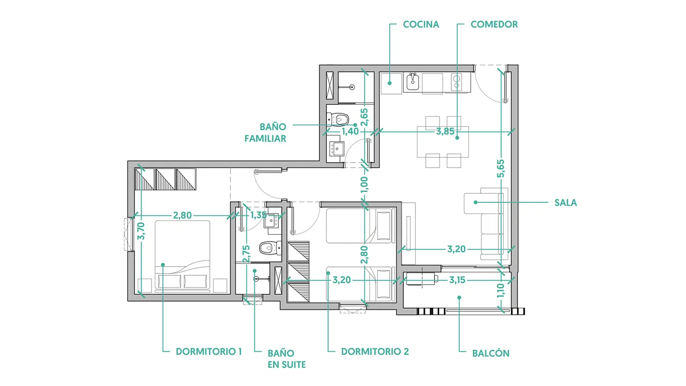 Plano departamento tipo H — Alemania Sajonia