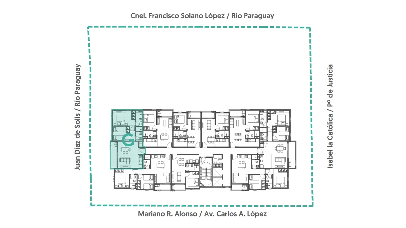 Ubicación en planta departamento tipo G — Alemania Sajonia