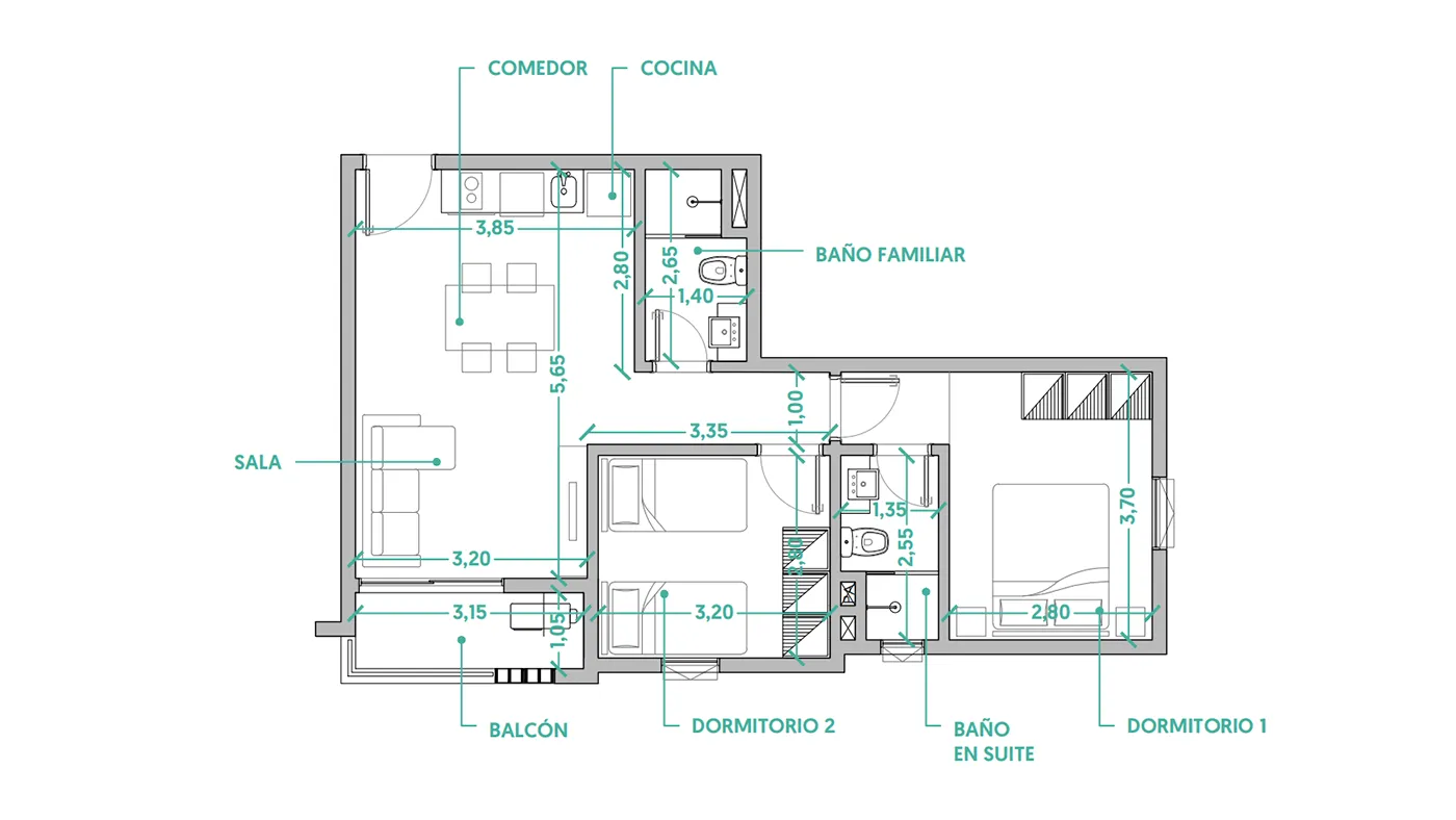 Plano departamento tipo A — Alemania Sajonia