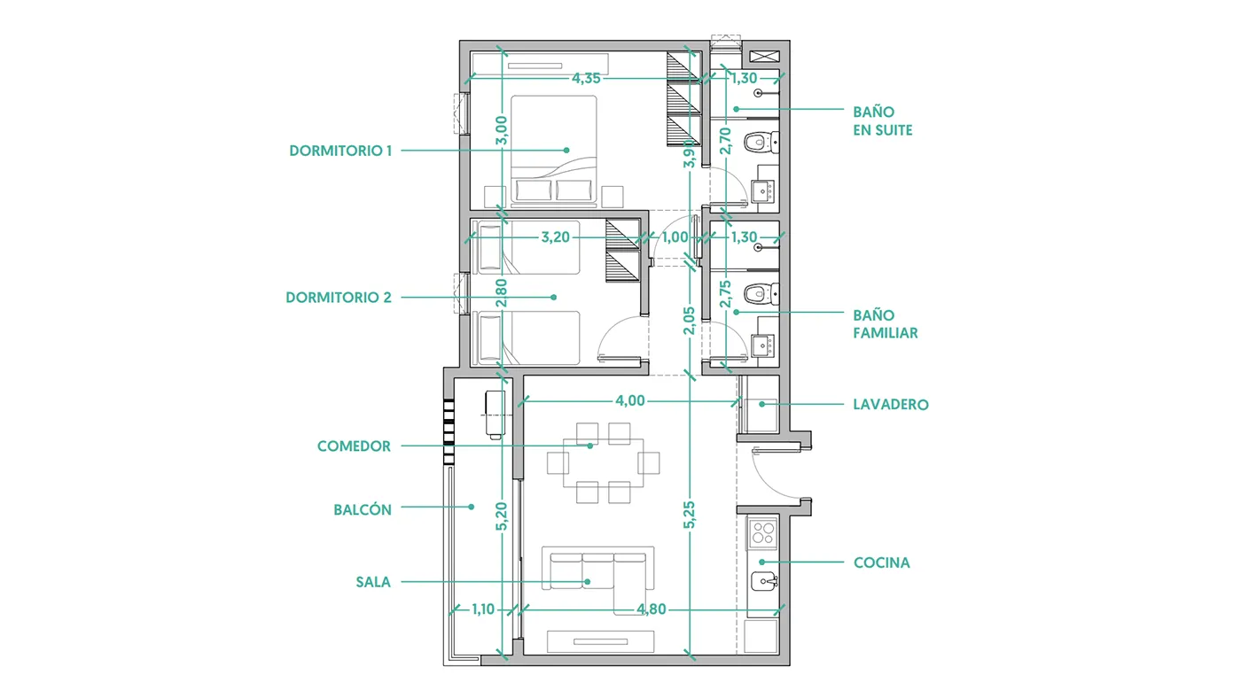 Plano departamento tipo G — Alemania Sajonia